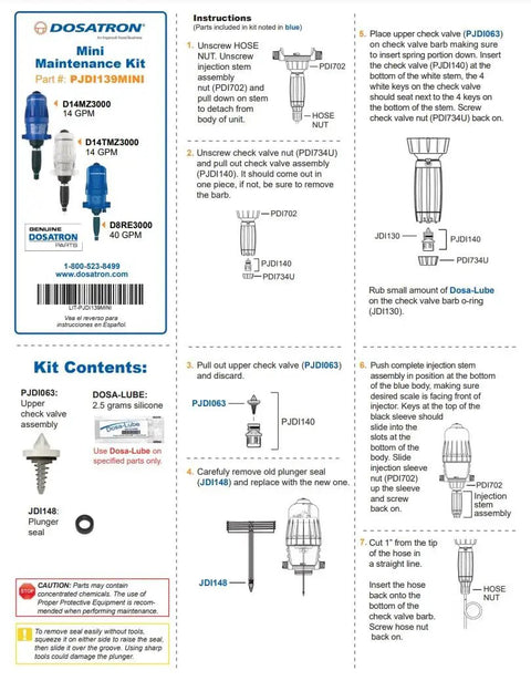 Mini Maintenance Kit For D14MZ300 And D8RE3000 Replacement Parts Bundle For Easy Upkeep instruction sheet