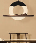 Large Chinese Style Wrought Iron And Solid Wood Ceiling Pendant Chandelier With Efficient Led Bulbs For Dining Room Bedroom Or Foyer Providing Serious Comfort And Good Vibes For Any Awesome Space Inside Your Home, featuring a unique design with wood and circular elements.