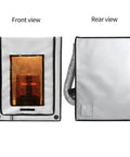 All In One 3D Printer Enclosure With 3 Layer Filtered Ventilation Fan Odor Busting Fireproof Noise Reduction For Ender 3 V3 SE KE Ender 3 Pro V2 Neo CR 10 SE Silver showing front and rear views