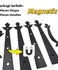 Magnetic Decorative Garage Door Hardware Set With 4 Faux Hinges And 2 Handles In Black Finish For Instant Curb Appeal
