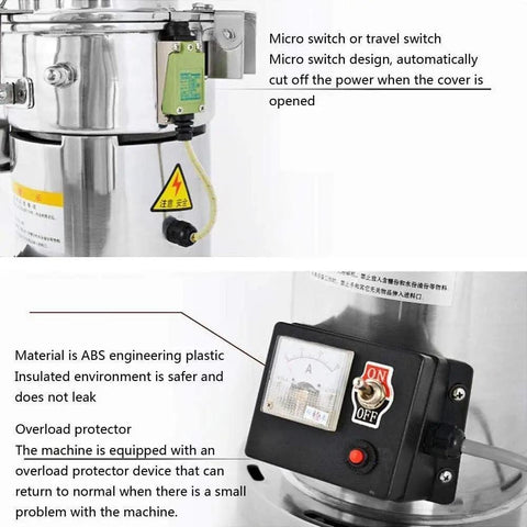 High Speed Electric Grain Grinder Mill For Spices And Herbs And Dry Cereals Pro Grade Powder Machine control panel close-up