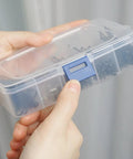 Clear See Through Plastic Storage Box For Cosmetics And Tiny Tools Handy Portable Organizer For Makeup Jewelry Screws Hardware Fishing Tackle And Craft Accessories Compact 5.5 By 3.5 By 1.3 Inch held in hands