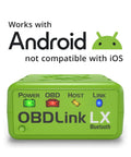 Green Bluetooth 3.0 OBD2 Adapter For Android With Motoscan And Torque, Wireless OBD II Diagnostic Scanner, shows compatibility details
