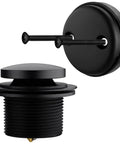Tip-Toe Tub Drain Kit In Matte Black With Solid Brass Build, No-Fuss Basket Strainer, And Two-Hole Overflow Faceplate in focus