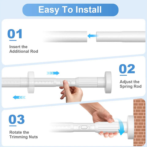 Adjustable Outdoor Tension Curtain Rod 41 To 144 Inch No Drilling No Tools Needed 1.26 Inch Diameter easy installation guide
