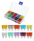 100 Piece Standard Blade Fuse Kit For Auto And Marine, 5A To 50A Assortment, 10 Pieces Each, Clear Packaging For Quick Access, color-coded fuses
