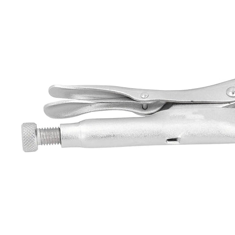 Locking Chain Clamp For Auto Repair Adjustable Chain Grip Wrench In High Carbon Steel Heavy Duty Pipe Vise Tool For Workshop Irregular Shape Holder With Steady Hold SK129A close-up of threaded screw and locking jaw
