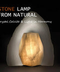 Handcrafted Dope Solid Calcite Table Lamp Carved From Natural Stone With Unique Crystal Veins Dimmable Bedside Lamp