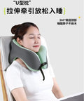 Woman using Ultra Soft Memory Foam Neck Pillow For Travel And Napping, Slow Rebound Wedge For Sleeping, 360 Degree Support Back Pillow.