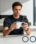 Man using Phone Camera Grip With Light And Wireless Remote, Magnetic Ring, and 360 Degree LED Selfie Light for iPhone and Android