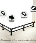 Detailed components of exterior railing and safety accessories, including connectors and brackets for stability.