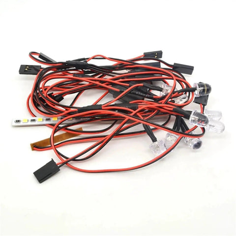 LED Light Strips Kit For 1To7 RC Cars Upgrade with front and rear lighting system, cables and LEDs on white background