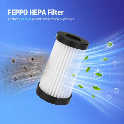 Image of a single FEPO HEPA filter capturing ultrafine particles, compatible with 2-Pack HEPA Replacement Filters For Mattress Vacuum Cleaner LW-P1012