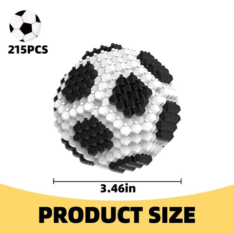 Dope Soccer Themed 215 Piece Building Set For STEM Lovers Adults And Teens Polyhedral Spherical Blocks Micro 3D Educational Toys For Boys And Girls Ages 14 And Up Decor, 3.46in ABS soccer ball model