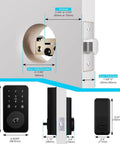 Diagram of Keyless Entry Door Lock With Keypad Digital Code Deadbolt Auto Lock No WiFi Or App Needed, showing measurements.