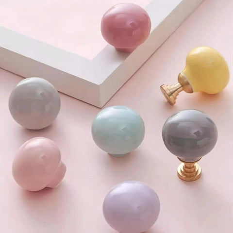 Totally Fresh Ceramic Ball Cabinet Knob Lemon Yellow Single Hole Drawer Pull For Bedroom Dresser And Kitchen Cupboard with other knobs