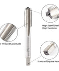 Pro Grade M10 X 1.25 Tap with clear thread sharp blade, high speed steel HSS6542, durable square head for metalworking
