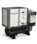 Beefy 20HP Rotary Screw Air Compressor With Dryer And 105 Gallon ASME Tank, 78 CFM At 116 PSI, 230V 3-Phase shown side view