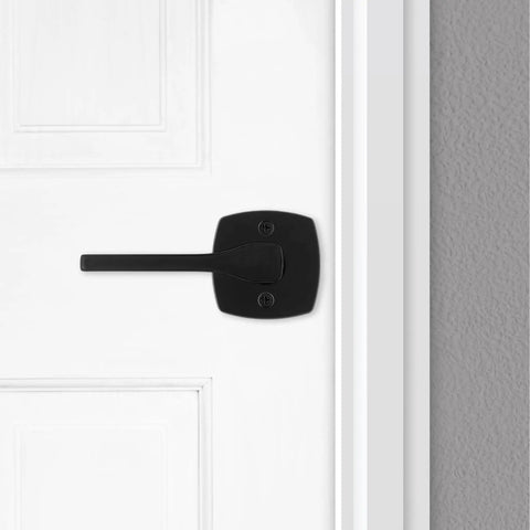 Matte Black Dummy Door Handle Set For Closets And Pantries Single Sided Non Turning Push Pull Lever For French Double Doors Reversible Interior Pull Handle With Microban Protection Easy DIY Pack Of 2 on white door