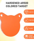 AR500 Steel Targets For Shooting Neon Orange Silhouette Gong Combo Set With Three Eighths Inch Thick Construction Laser Cut