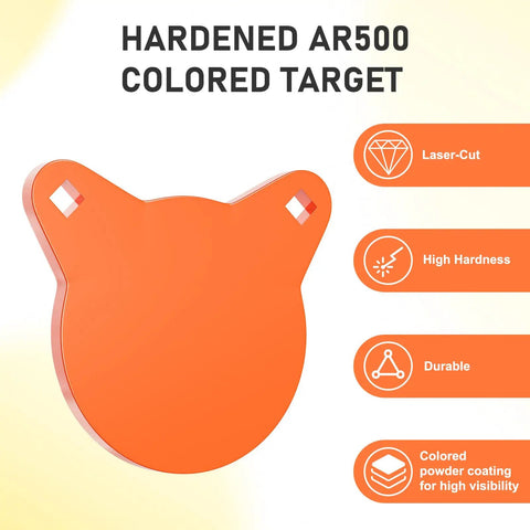 AR500 Steel Targets For Shooting Neon Orange Silhouette Gong Combo Set With Three Eighths Inch Thick Construction Laser Cut