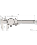 Diagram of Dial Caliper 0 To 150 Mm Pro Grade Precision Tool With 0.02 Mm Graduation And 0.02 Mm Accuracy, dimensions labeled