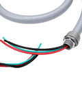 Non Metallic Liquid Tight Conduit Whip Kit 6Ft Coded Cable 8Awg 3Conductor Copper Wire with gray nylon jacket and connectors.