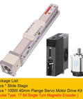 Fully Integrated X Axis Sliding Stage with 100W servo motor drive kit and encoder for CNC applications.