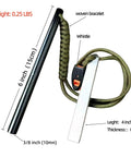 6 Inch Survival Fire Starter Ferro Rod With 3/8 Inch By 6 Inch Size, includes whistle and woven bracelet for outdoor use