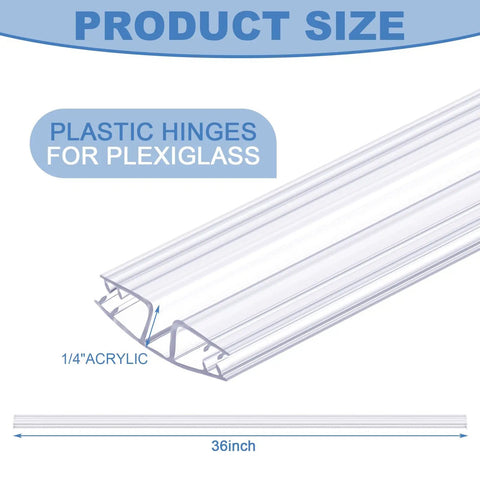 Heavy Duty Clear PVC Piano Hinge For Golf Cart Windshield Replacement; 36 inches long, quarter inch wide, clear PVC material.