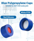 Blue polypropylene caps with red silicone and white PTFE for Pro Move 2ML Amber Glass Autosampler Vials With 9-425 Screw Top Caps