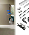 Invisible Barn Door Hardware Kit With Soft Close Ghost Track Delivering A Slick Glide And Zero Fuss Room Upgrade Zinc Silent Rollers in detailed view.