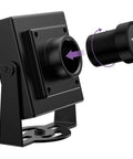 Built Tough Solid Aluminum Camera Housing For 32MmX32Mm Usb Boards Adjustable M12 Lens Mount shown with lens attachment.