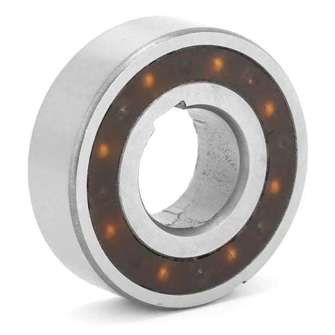 CSK15 Steel One Way Bearing 35X15X11MM Miniature Clutch Roller from a side angle, showcasing durable steel construction for machines.