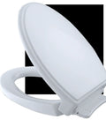 Soft Close Elongated Toilet Seat No Slam Cotton White Traditional Ergonomic Design With Molded Bumpers And Mounting Hardware