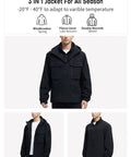 3 In 1 Waterproof Winter Ski Jacket For Men With Fleece Liner Hood Black XL Built To Handle Rain Snow And Cold Detachable Hood
