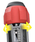 Close-up of Dead On Gunsmithing Torque Wrench Kit with audible click adjustment for precise settings, featuring red rubber grip.