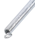 Close-up of a steel tension spring from the 200-Piece Heavy-Duty Compression And Extension Springs Set With Storage Box For Home Repairs DIY.
