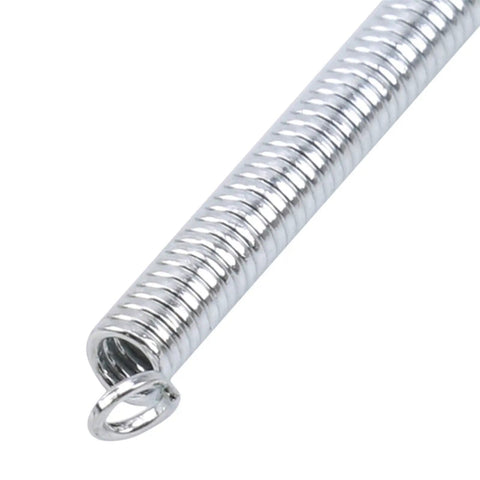 Close-up of a steel tension spring from the 200-Piece Heavy-Duty Compression And Extension Springs Set With Storage Box For Home Repairs DIY.