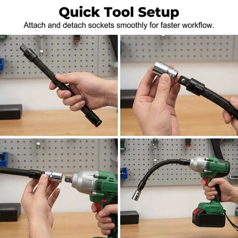 1/2 Inch Flexible Shaft Extension Tool For Tight Spaces, Handy Torque Socket Extender And Portable Hand Drive Kit in use