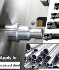 Front view of 14-piece metal lathe tool set with carbide inserts and 4 holders; 6–10 mm shanks.