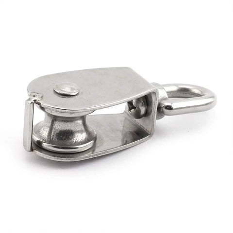 M20 Stainless Steel Single Pulley Block Heavy Duty Rigging Hardware With 20mm Wheel For Wire Rope Lifting 75kg Capacity Fixed Swivel Pulley For Rugged Industrial Use, stainless steel swivel pulley