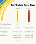 Hella Tough Black Bollard Cover For Six Inch Steel Pipe 52 Inch Tall displayed with size options and color choices.
