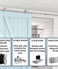 6 Foot Top Mount Stainless Steel Sliding Barn Door Hardware Track Kit for 30 to 36 Inch Single Doors Heavy Duty Anti Rust and Quiet Smooth Sliding Easy Install.