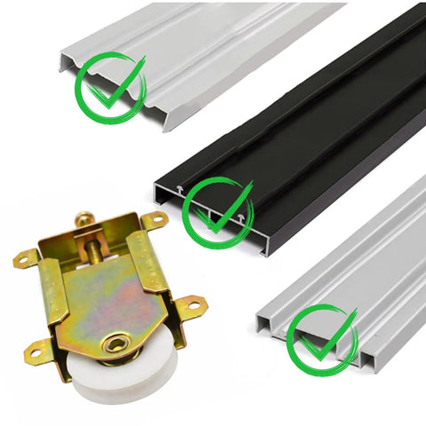 Two Pack Sliding Mirror Closet Door Rollers Replacement, 2-1/2 Inch Wheel, Precise Fit For Wood Framed Sliding Mirror Doors, Quiet Smooth Operation, Durable Nylon Wheel Rollers For Easy Glide And Reduced Noise with tracks.