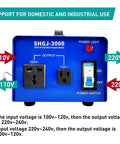 Front view of Beefy 3000W Voltage Transformer And Power Converter Step Up And Step Down 110V To 220V with outlets