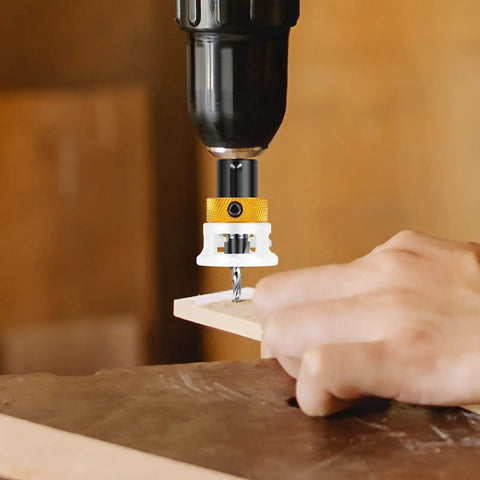 Six Piece Alloy Countersink Drill Bit Set With Depth Stop, Spiral Edge Countersink Wood Drill Bits in use on wood.