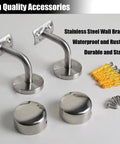 Hella Durable Acrylic Round Grab Handle With Rock Solid Metal Brackets Straight Up Secure Indoor Outdoor Wall Mount Safety Railing Silver Coated Non Slip Grip For Steps And Tubs, includes stainless steel wall brackets.