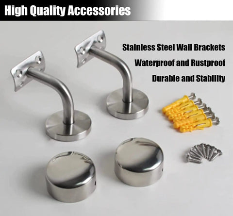 Premium Custom Acrylic Handrail Set Boasts Hella Sturdy Iron Brackets And Non Slip Grip For Ultimate Stair Safety Dead Simple Wall Mount Setup Slick Silver Finish With Next Level Clarity stainless steel wall brackets with screws for handrail installation