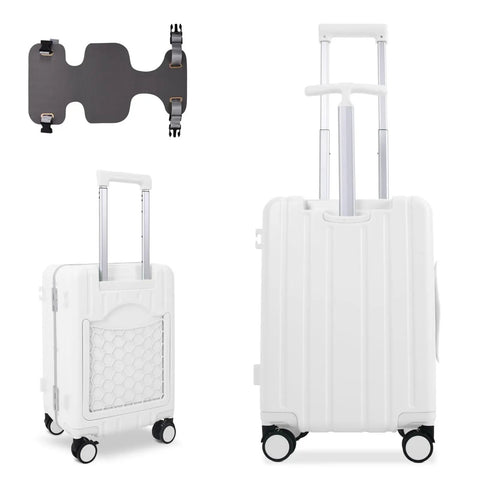 Underseat Carry On Luggage For Kids With Wheels TSA Approved Ride On Suitcase Lightweight Rolling Kid Travel Bag in white